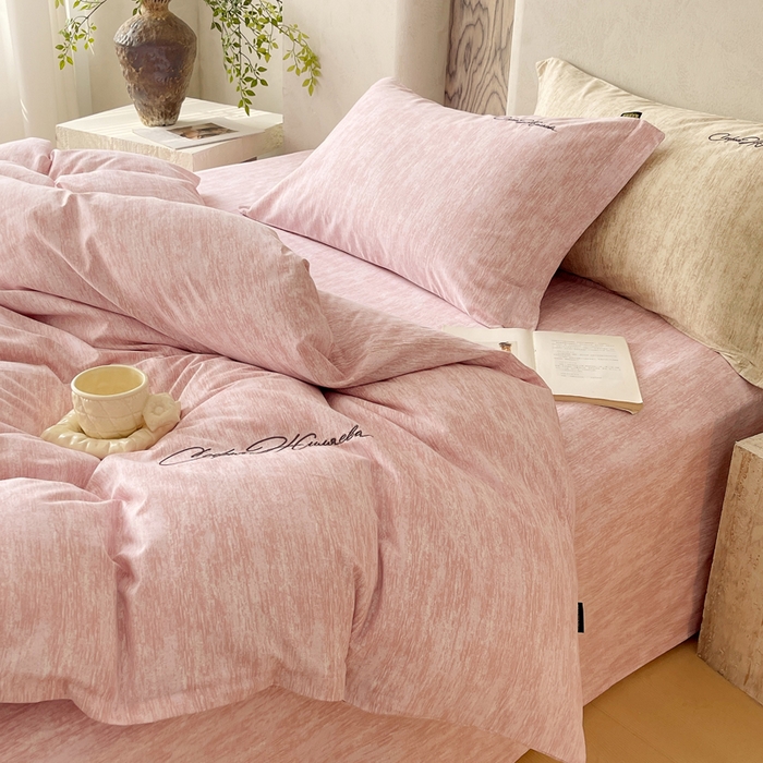 91家纺网 家纺一手货源 找家纺 春皖家纺 2025新款棉天丝纯色刺绣四件套单品系列-四件套 樱绮丝