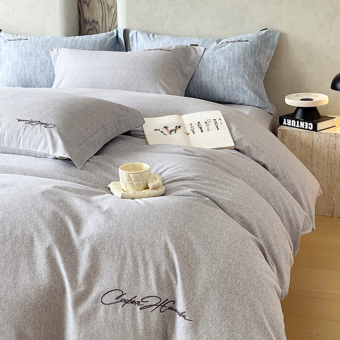 91家纺网 家纺一手货源 找家纺 春皖家纺 2025新款棉天丝纯色刺绣四件套单品系列-四件套 钛绮灰