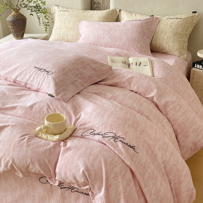 91家纺网 家纺一手货源 找家纺 春皖家纺 2025新款棉天丝纯色刺绣四件套单品系列-四件套 樱绮丝