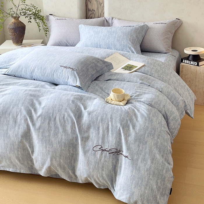 91家纺网 家纺一手货源 找家纺 春皖家纺 2025新款棉天丝纯色刺绣四件套单品系列-四件套 宝绮蓝