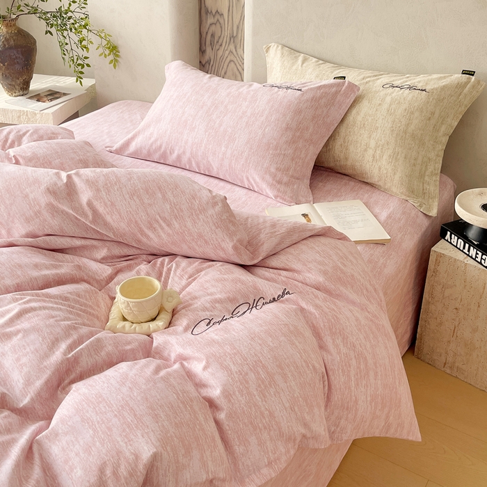 91家纺网 家纺一手货源 找家纺 春皖家纺 2025新款棉天丝纯色刺绣四件套单品系列-四件套 樱绮丝