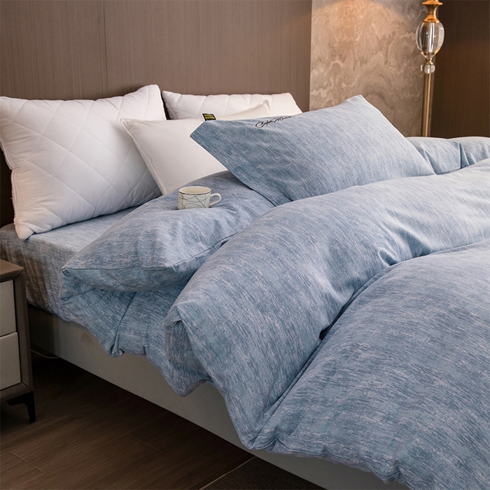 91家纺网 家纺一手货源 找家纺 春皖家纺 2025新款棉天丝纯色刺绣四件套单品系列-单被套 宝绮蓝