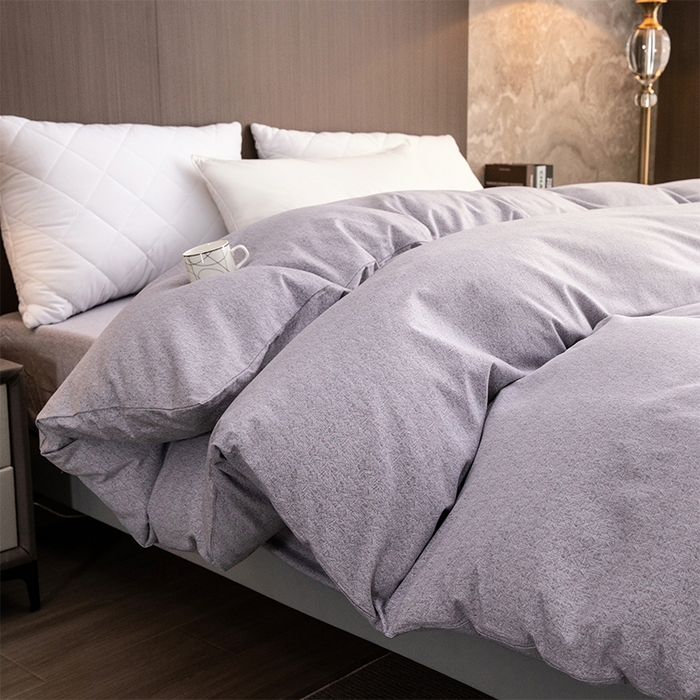 91家纺网 家纺一手货源 找家纺 春皖家纺 2025新款棉天丝纯色刺绣四件套单品系列-单被套 钛绮灰