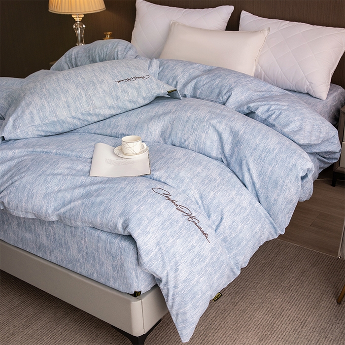 91家纺网 家纺一手货源 找家纺 （总）春皖家纺 2025新款棉天丝纯色刺绣四件套单品系列-单被套