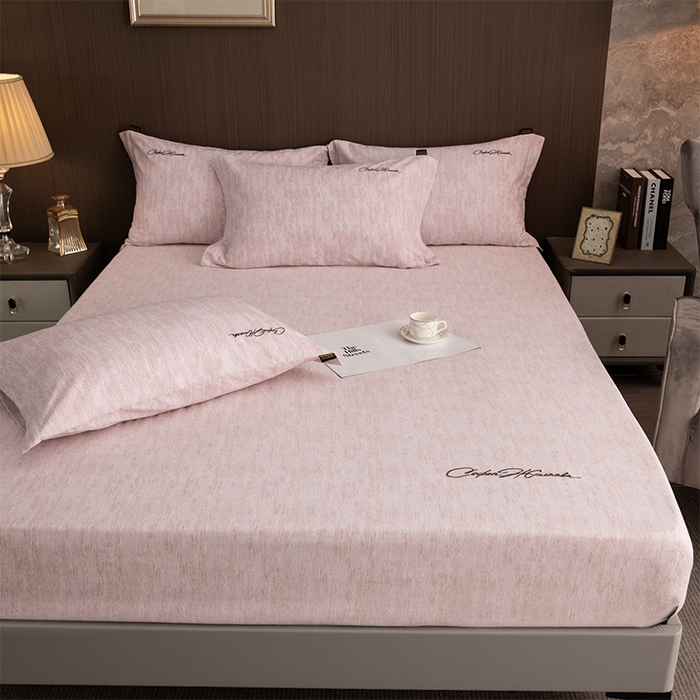 91家纺网 家纺一手货源 找家纺 春皖家纺 2025新款棉天丝纯色刺绣四件套单品系列-单床笠 樱绮丝