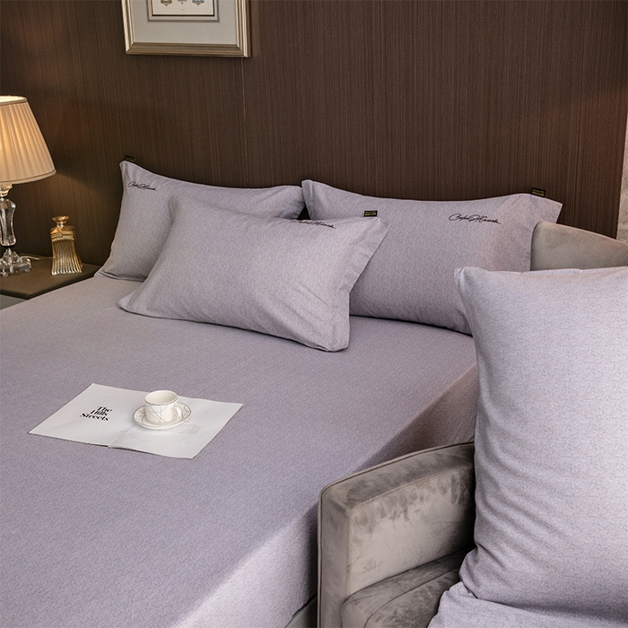 91家纺网 家纺一手货源 找家纺 春皖家纺 2025新款棉天丝纯色刺绣四件套单品系列-单床笠 钛绮灰