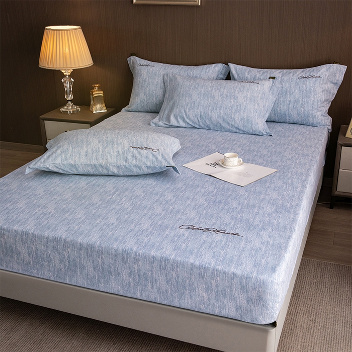 91家纺网 家纺一手货源 找家纺 春皖家纺 2025新款棉天丝纯色刺绣四件套单品系列-单床笠 宝绮蓝