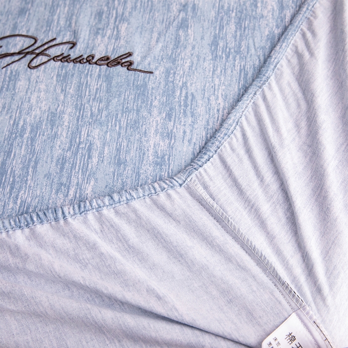 91家纺网 家纺一手货源 找家纺 春皖家纺 2025新款棉天丝纯色刺绣四件套单品系列-单床笠 宝绮蓝