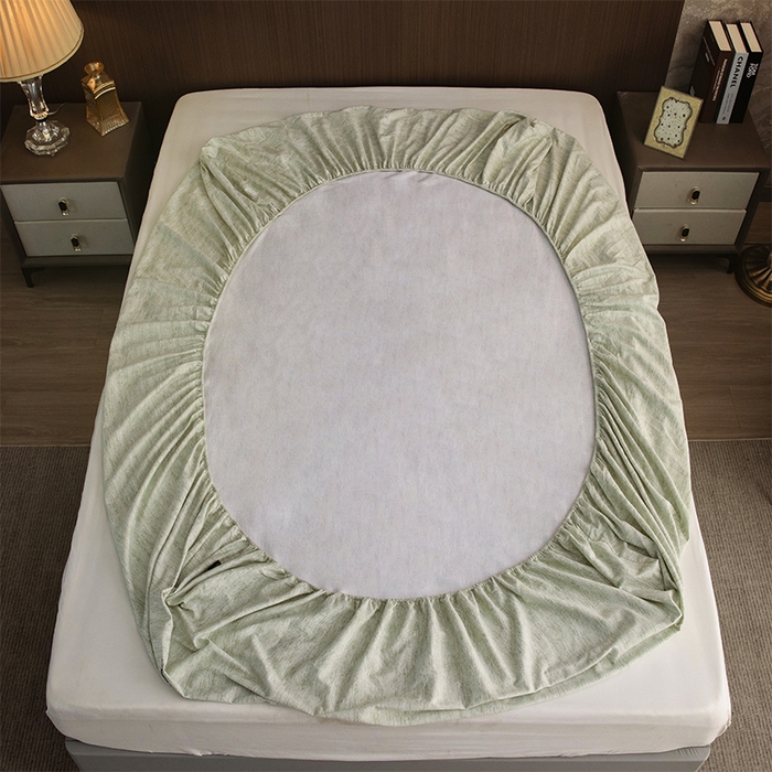 91家纺网 家纺一手货源 找家纺 春皖家纺 2025新款棉天丝纯色刺绣四件套单品系列-单床笠 苔绮绿