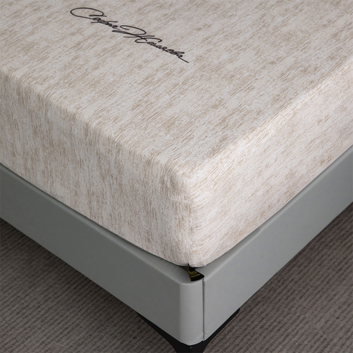 91家纺网 家纺一手货源 找家纺 春皖家纺 2025新款棉天丝纯色刺绣四件套单品系列-单床笠 亮绮黄