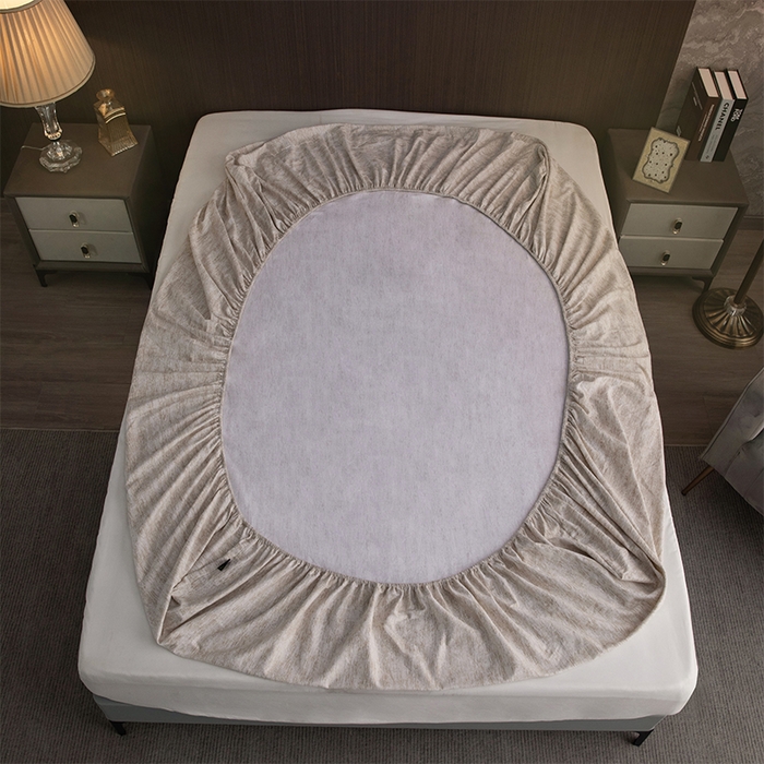 91家纺网 家纺一手货源 找家纺 春皖家纺 2025新款棉天丝纯色刺绣四件套单品系列-单床笠 亮绮黄