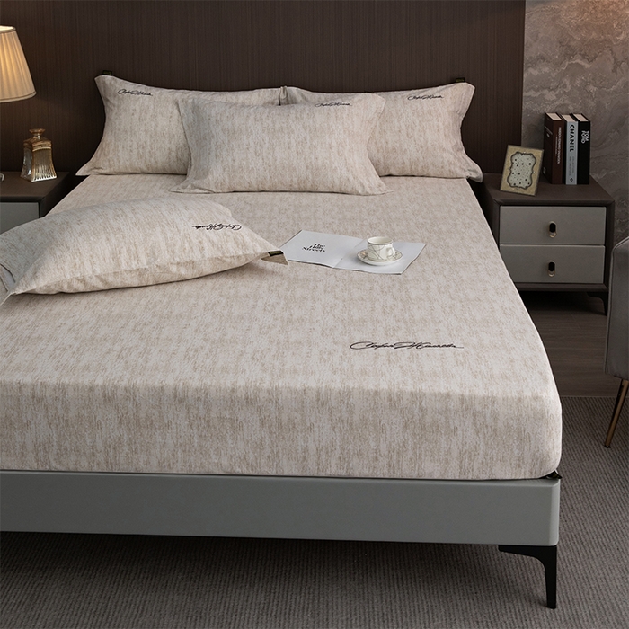 91家纺网 家纺一手货源 找家纺 春皖家纺 2025新款棉天丝纯色刺绣四件套单品系列-单床笠 亮绮黄