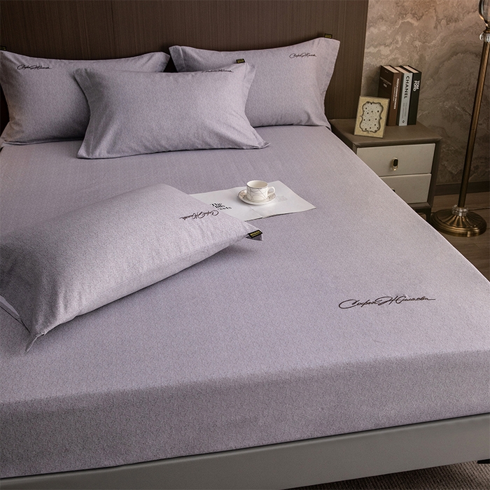 91家纺网 家纺一手货源 找家纺 春皖家纺 2025新款棉天丝纯色刺绣四件套单品系列-单床笠 钛绮灰