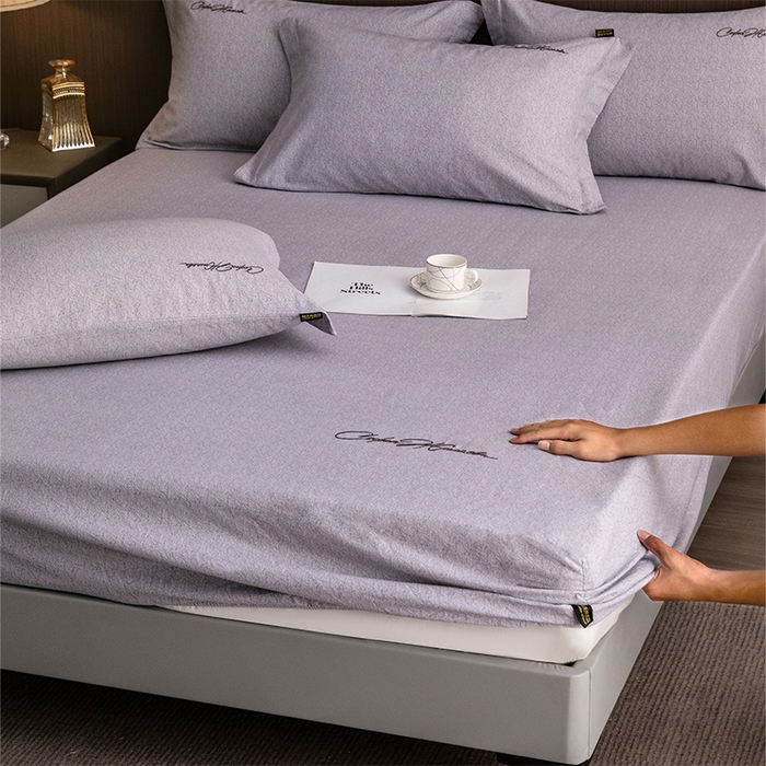 91家纺网 家纺一手货源 找家纺 春皖家纺 2025新款棉天丝纯色刺绣四件套单品系列-单床笠 钛绮灰