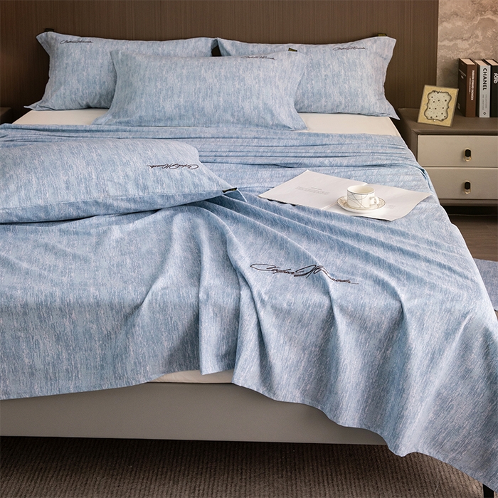 91家纺网 家纺一手货源 找家纺 （总）春皖家纺 2026新款棉天丝纯色刺绣四件套单品系列-单床单