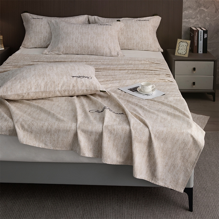 91家纺网 家纺一手货源 找家纺 春皖家纺 2025新款棉天丝纯色刺绣四件套单品系列-单床单 亮绮黄