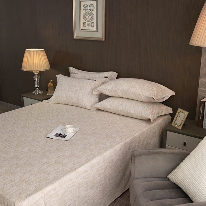 91家纺网 家纺一手货源 找家纺 春皖家纺 2025新款棉天丝纯色刺绣四件套单品系列-单床单 亮绮黄