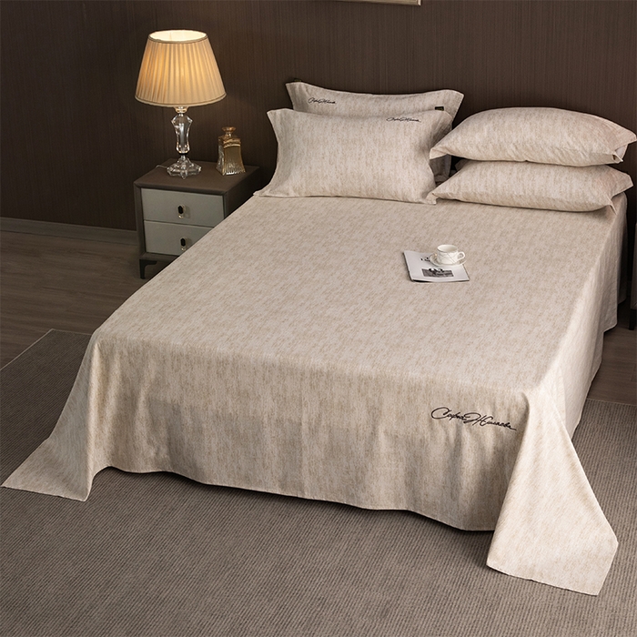 91家纺网 家纺一手货源 找家纺 春皖家纺 2025新款棉天丝纯色刺绣四件套单品系列-单床单 亮绮黄