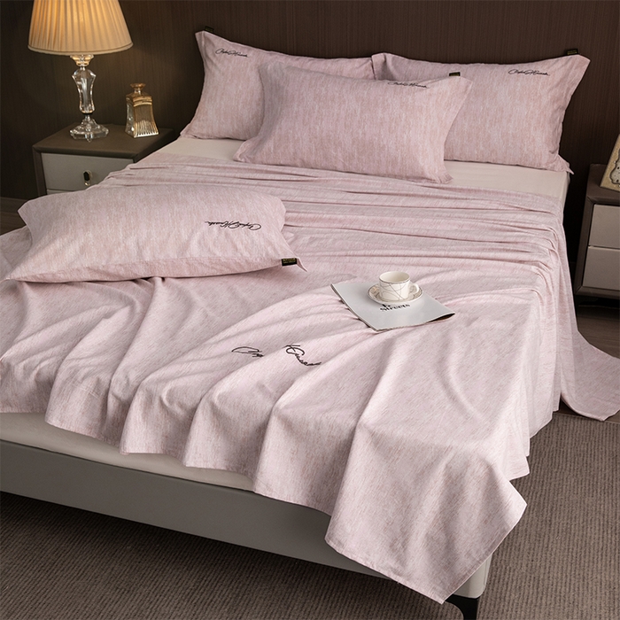 91家纺网 家纺一手货源 找家纺 春皖家纺 2025新款棉天丝纯色刺绣四件套单品系列-单床单 樱绮丝