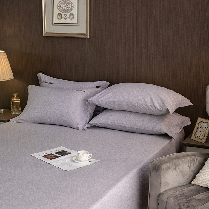 91家纺网 家纺一手货源 找家纺 春皖家纺 2025新款棉天丝纯色刺绣四件套单品系列-单床单 钛绮灰