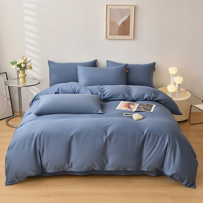 91家纺网 家纺一手货源 找家纺 宇彬家纺 2026直播热爆新款A类13374全棉一字绣纯色四件套贡缎新疆长绒匹马棉可定做 眠系列- 宾利蓝