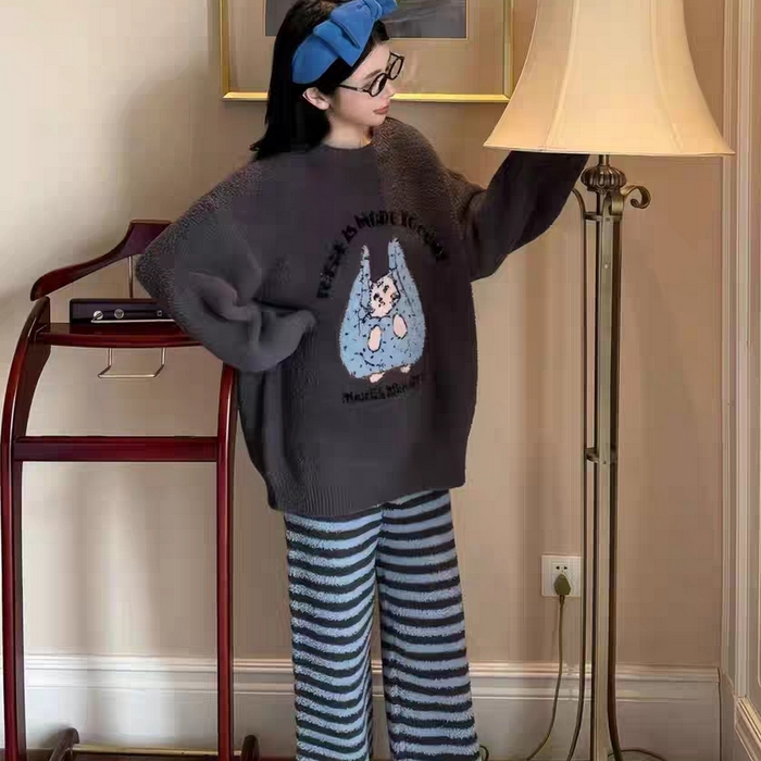 91家纺网 家纺一手货源 找家纺 （总）妍景家居生活馆 2025新款软绵绵-手拎袋条纹猫咪