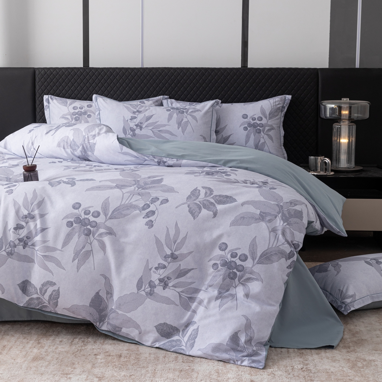 91家纺网 家纺一手货源 找家纺 贝兰仙奴 2025新款全棉磨毛多规格系列四件套 安梦灰