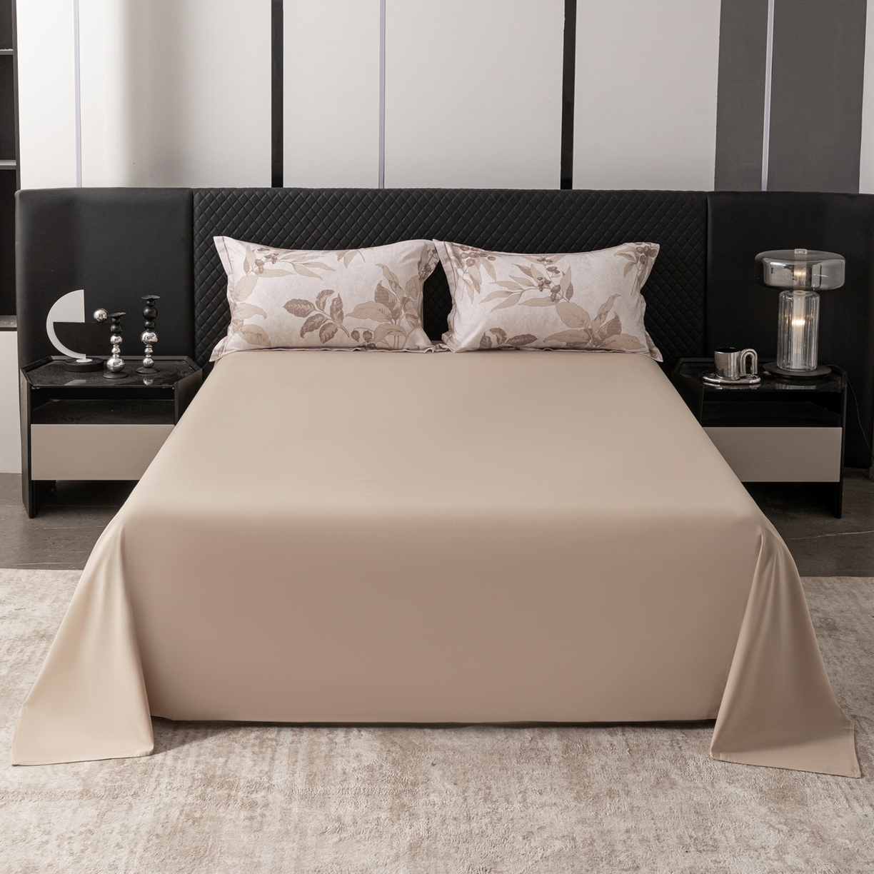 91家纺网 家纺一手货源 找家纺 贝兰仙奴 2025新款全棉磨毛多规格系列四件套 安梦咖