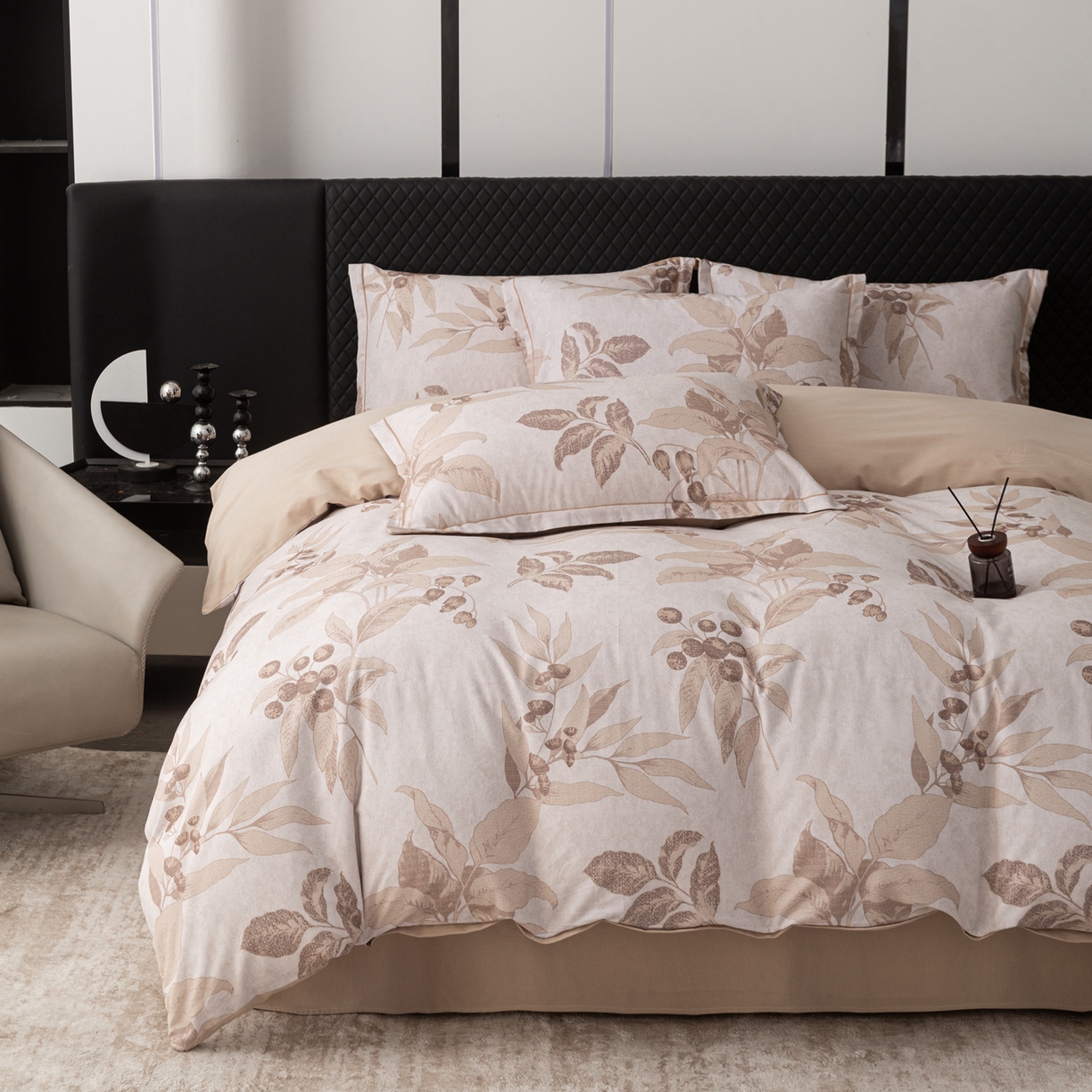 91家纺网 家纺一手货源 找家纺 贝兰仙奴 2025新款全棉磨毛多规格系列四件套 安梦咖