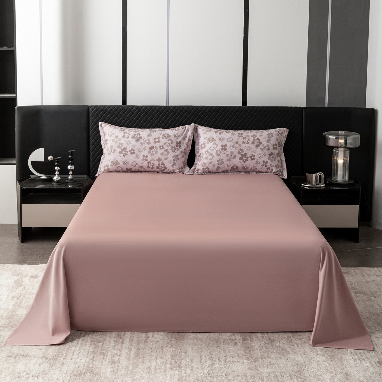 91家纺网 家纺一手货源 找家纺 贝兰仙奴 2025新款全棉磨毛多规格系列四件套 春风恋影棕