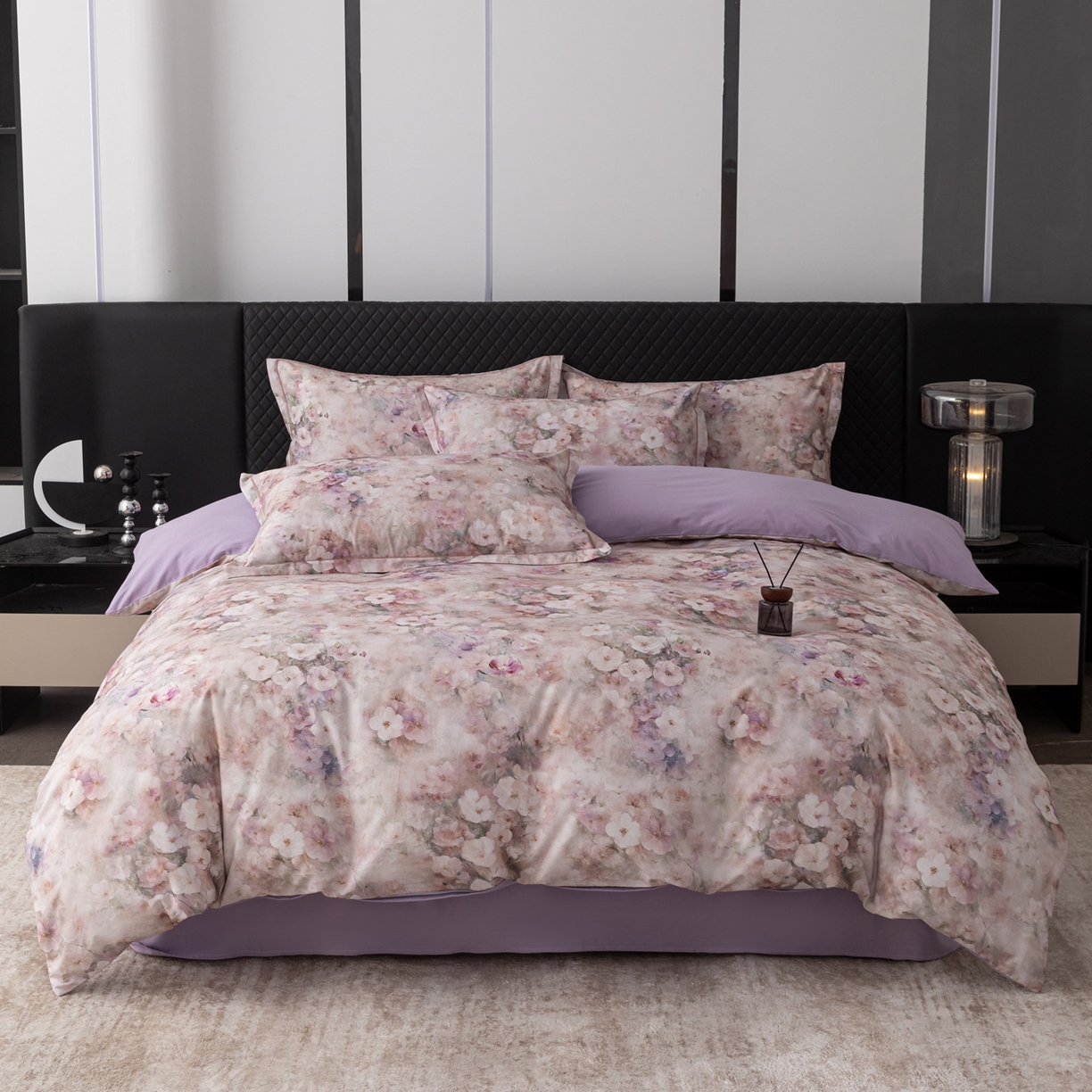 贝兰仙奴 2025新款全棉磨毛多规格系列四件套 花曲里粉