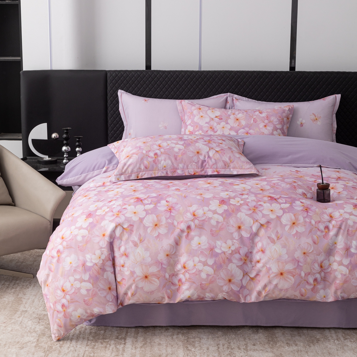 91家纺网 家纺一手货源 找家纺 贝兰仙奴 2025新款全棉磨毛多规格系列四件套 寂香冷粉