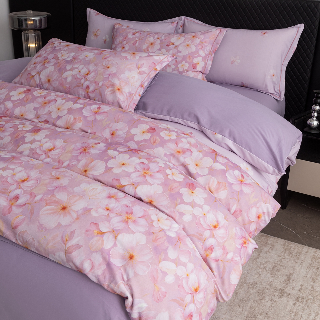 91家纺网 家纺一手货源 找家纺 贝兰仙奴 2025新款全棉磨毛多规格系列四件套 寂香冷粉