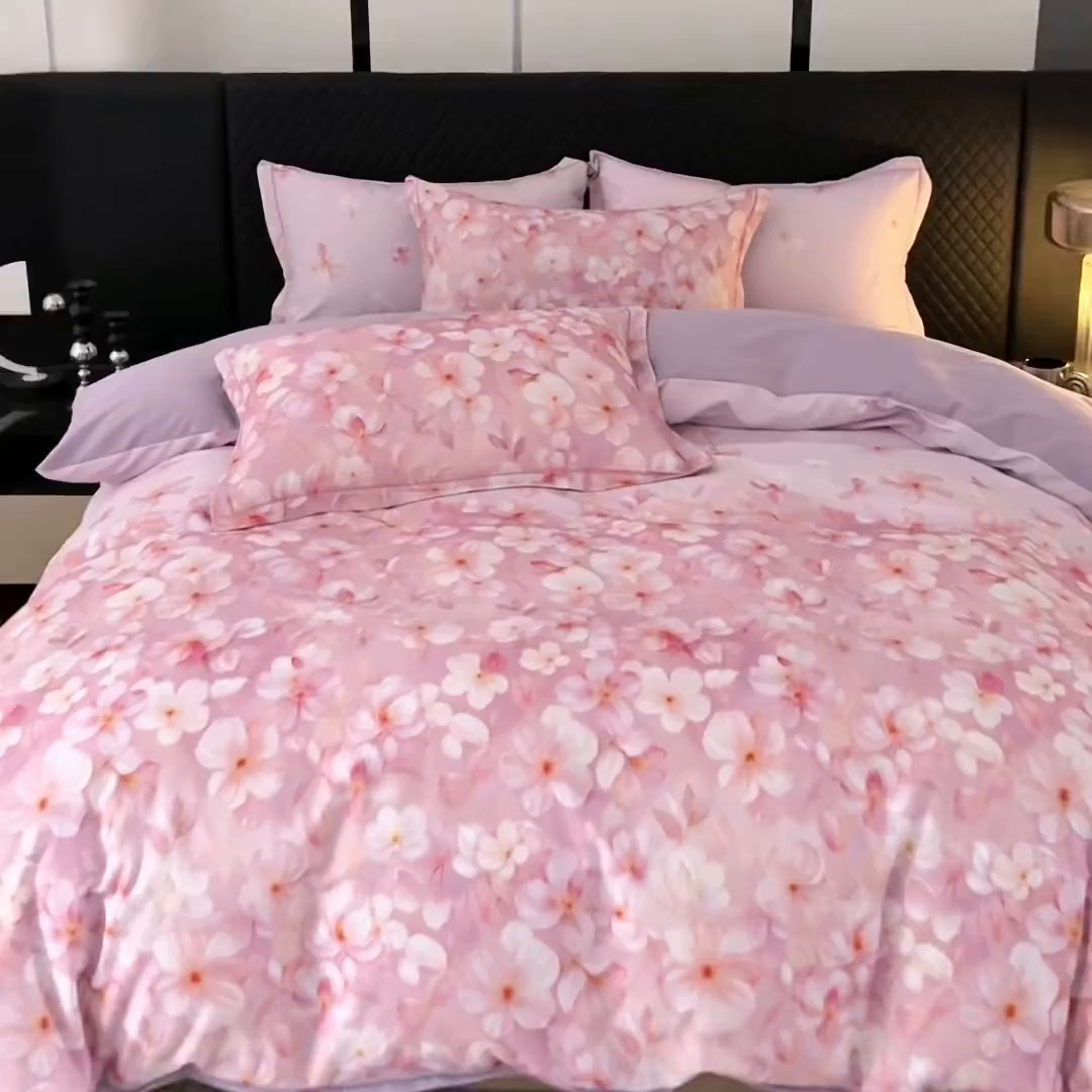 91家纺网 家纺一手货源 找家纺 贝兰仙奴 2025新款全棉磨毛多规格系列四件套 寂香冷粉