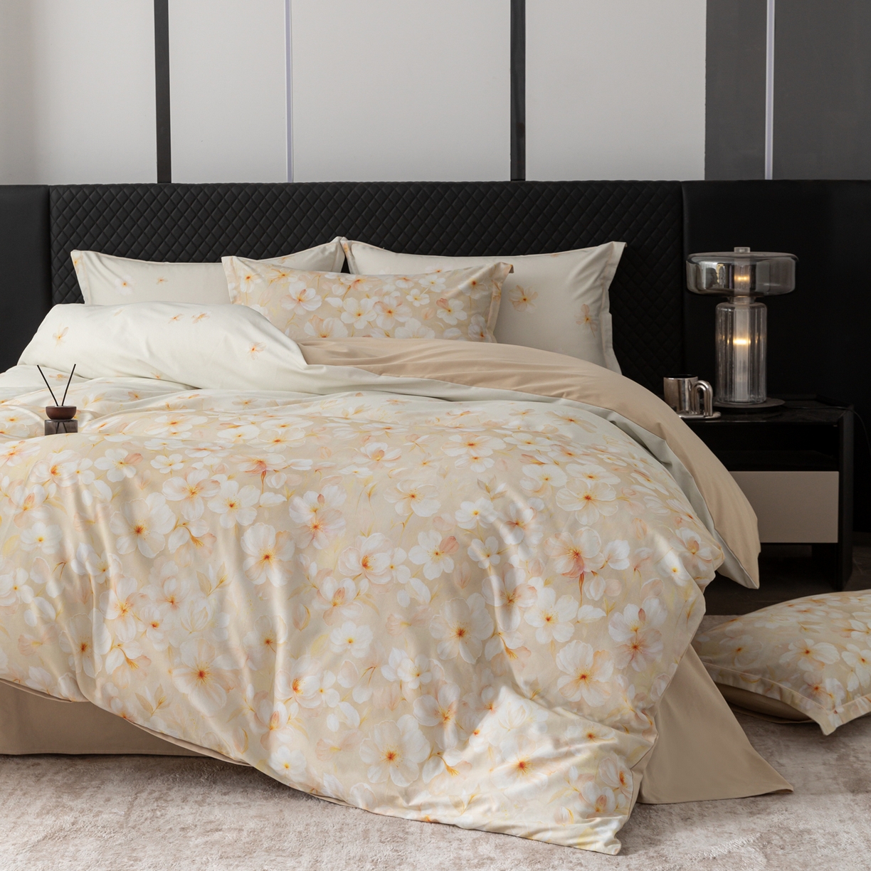 91家纺网 家纺一手货源 找家纺 贝兰仙奴 2025新款全棉磨毛多规格系列四件套 寂香米