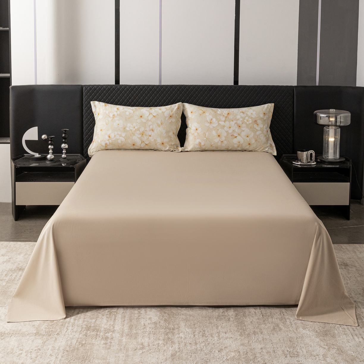 91家纺网 家纺一手货源 找家纺 贝兰仙奴 2025新款全棉磨毛多规格系列四件套 寂香米