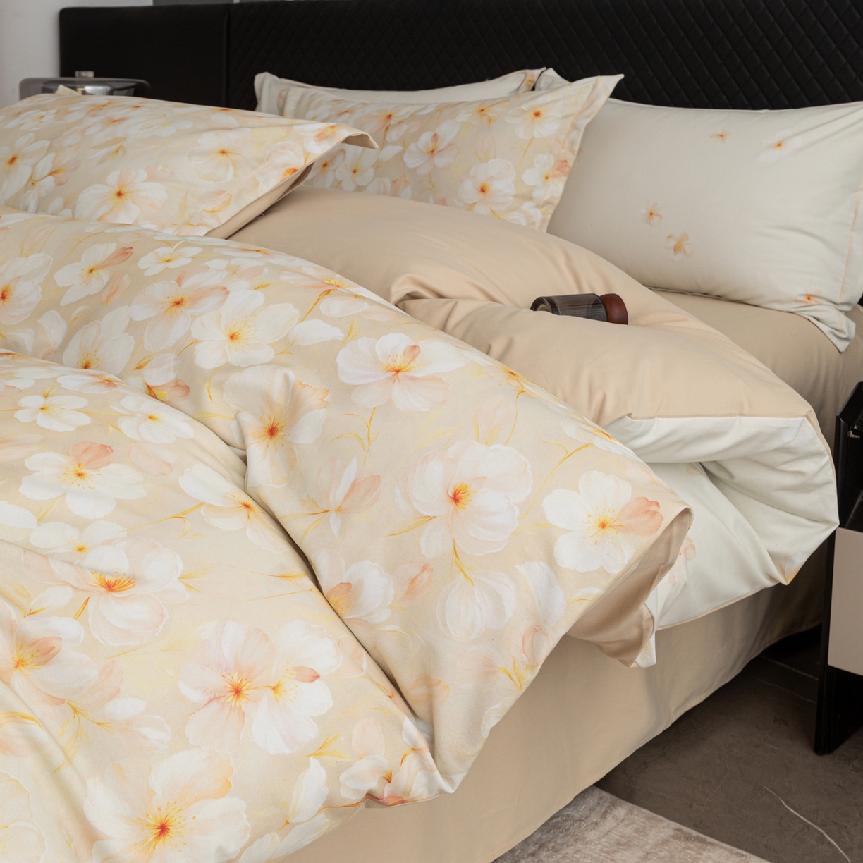 91家纺网 家纺一手货源 找家纺 贝兰仙奴 2025新款全棉磨毛多规格系列四件套 寂香米