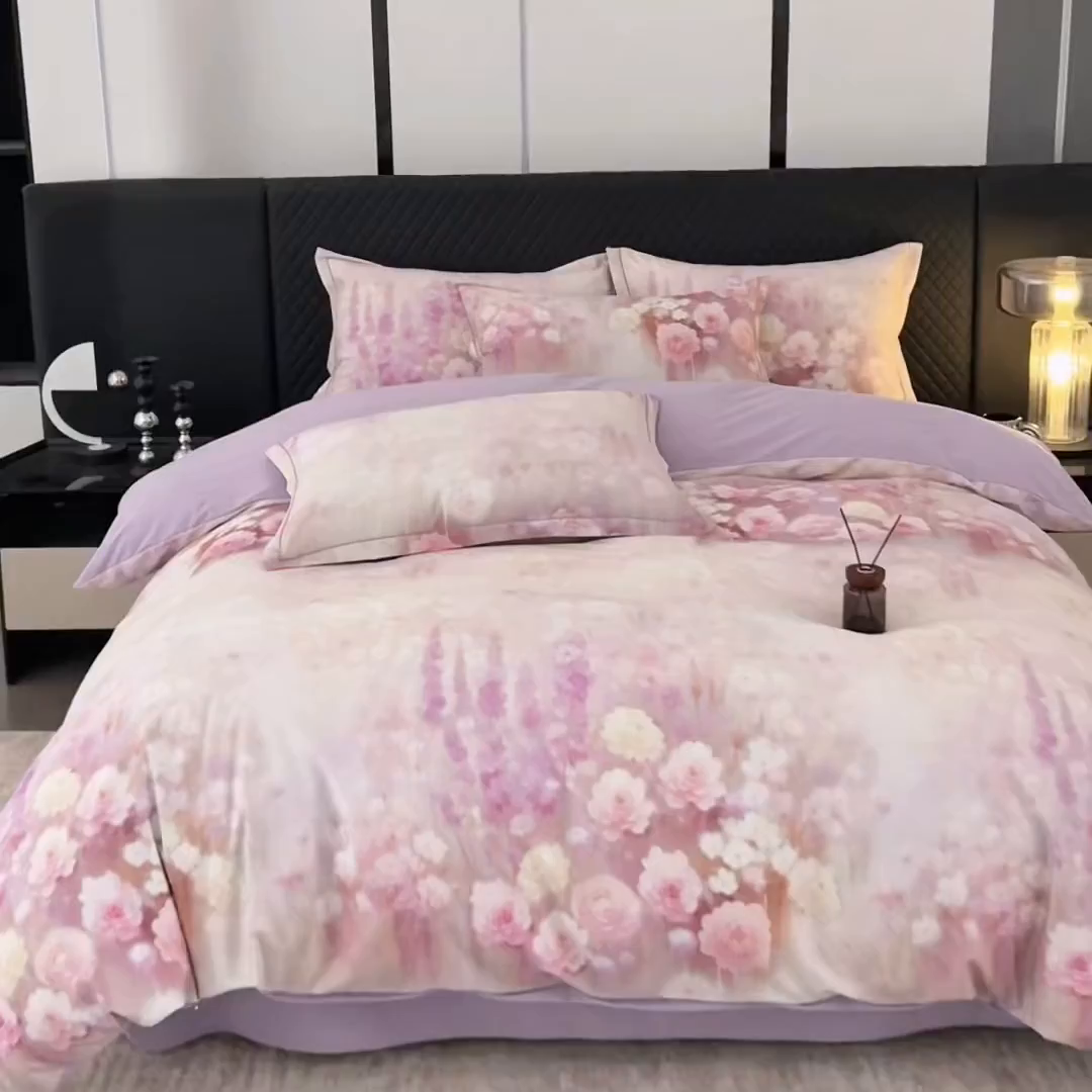 91家纺网 家纺一手货源 找家纺 贝兰仙奴 2025新款全棉磨毛多规格系列四件套 篱笆小筑