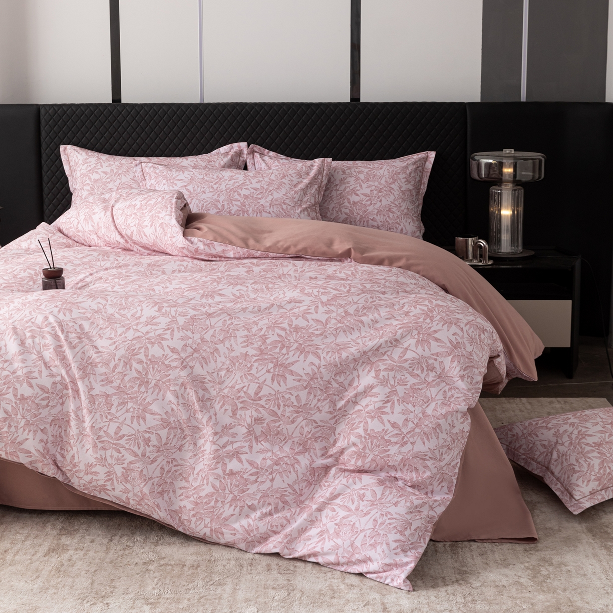 91家纺网 家纺一手货源 找家纺 贝兰仙奴 2025新款全棉磨毛多规格系列四件套 恋影春天粉