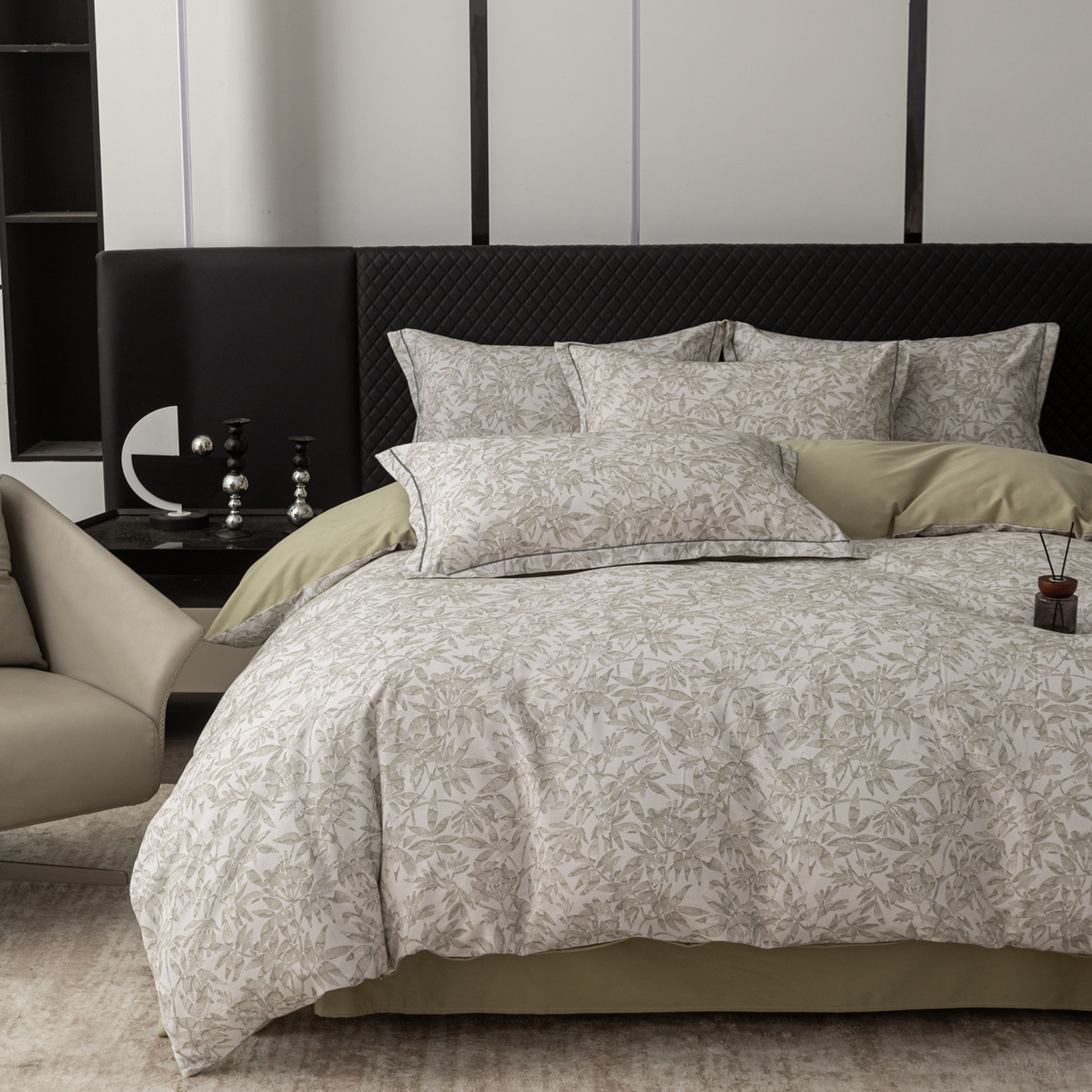 91家纺网 家纺一手货源 找家纺 贝兰仙奴 2025新款全棉磨毛多规格系列四件套 恋影春天绿