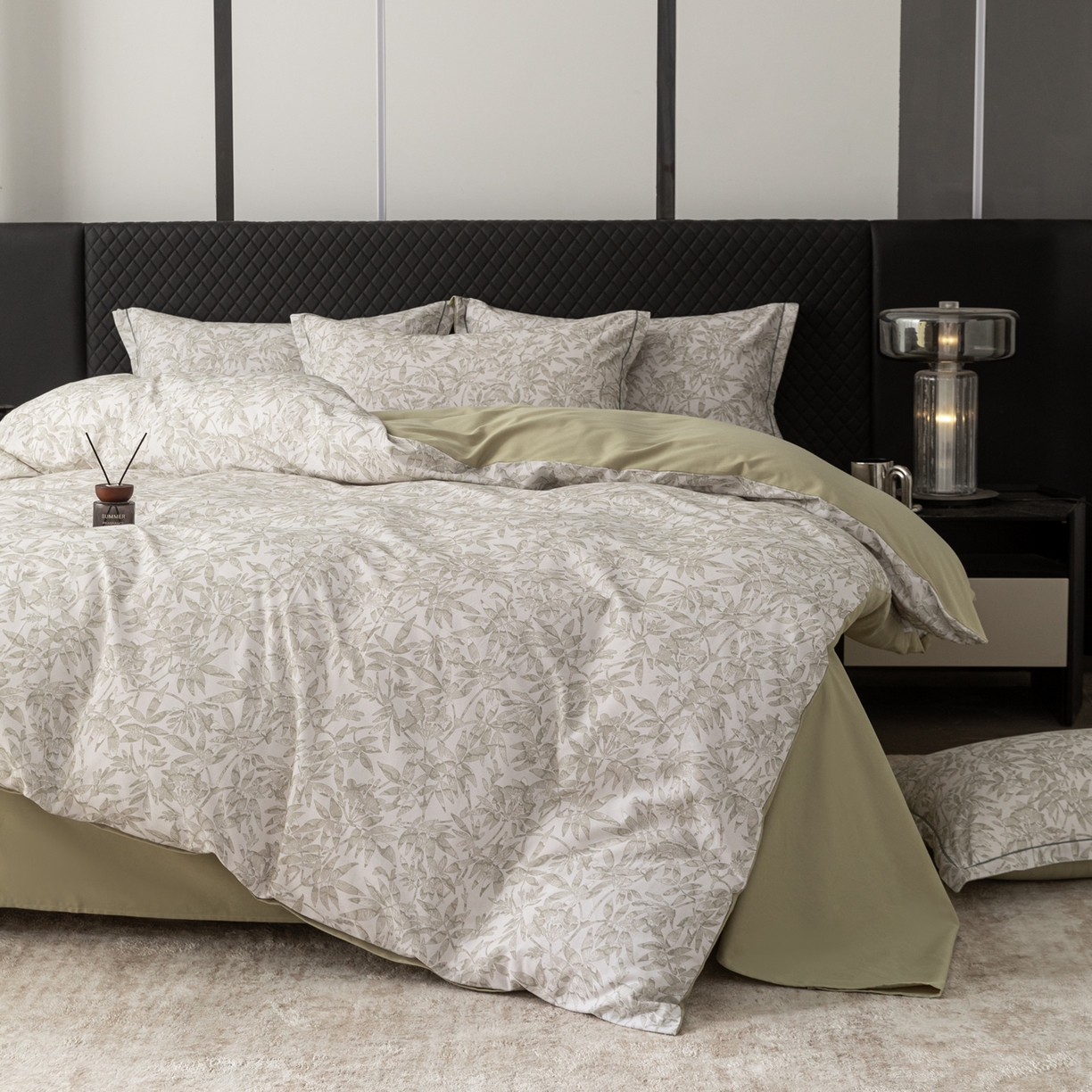 91家纺网 家纺一手货源 找家纺 贝兰仙奴 2025新款全棉磨毛多规格系列四件套 恋影春天绿