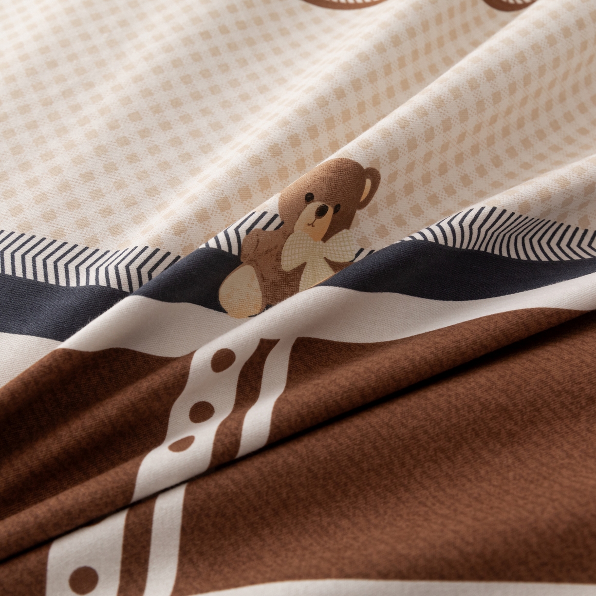 91家纺网 家纺一手货源 找家纺 贝兰仙奴 2025新款全棉磨毛多规格系列四件套 熊可爱咖