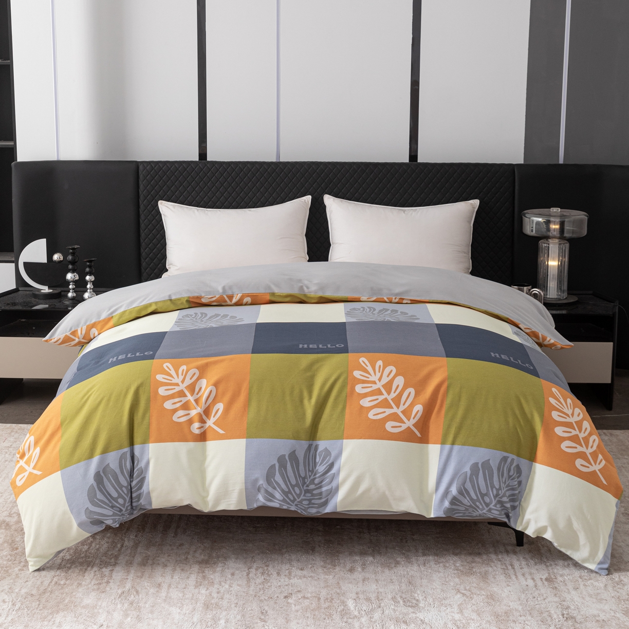 91家纺网 家纺一手货源 找家纺 贝兰仙奴 2025新款全棉磨毛多规格系列四件套 叶梦格调