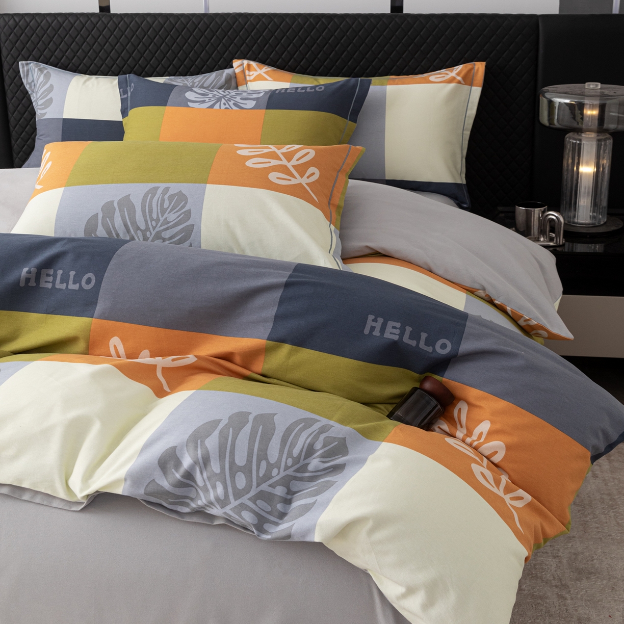 91家纺网 家纺一手货源 找家纺 贝兰仙奴 2025新款全棉磨毛多规格系列四件套 叶梦格调