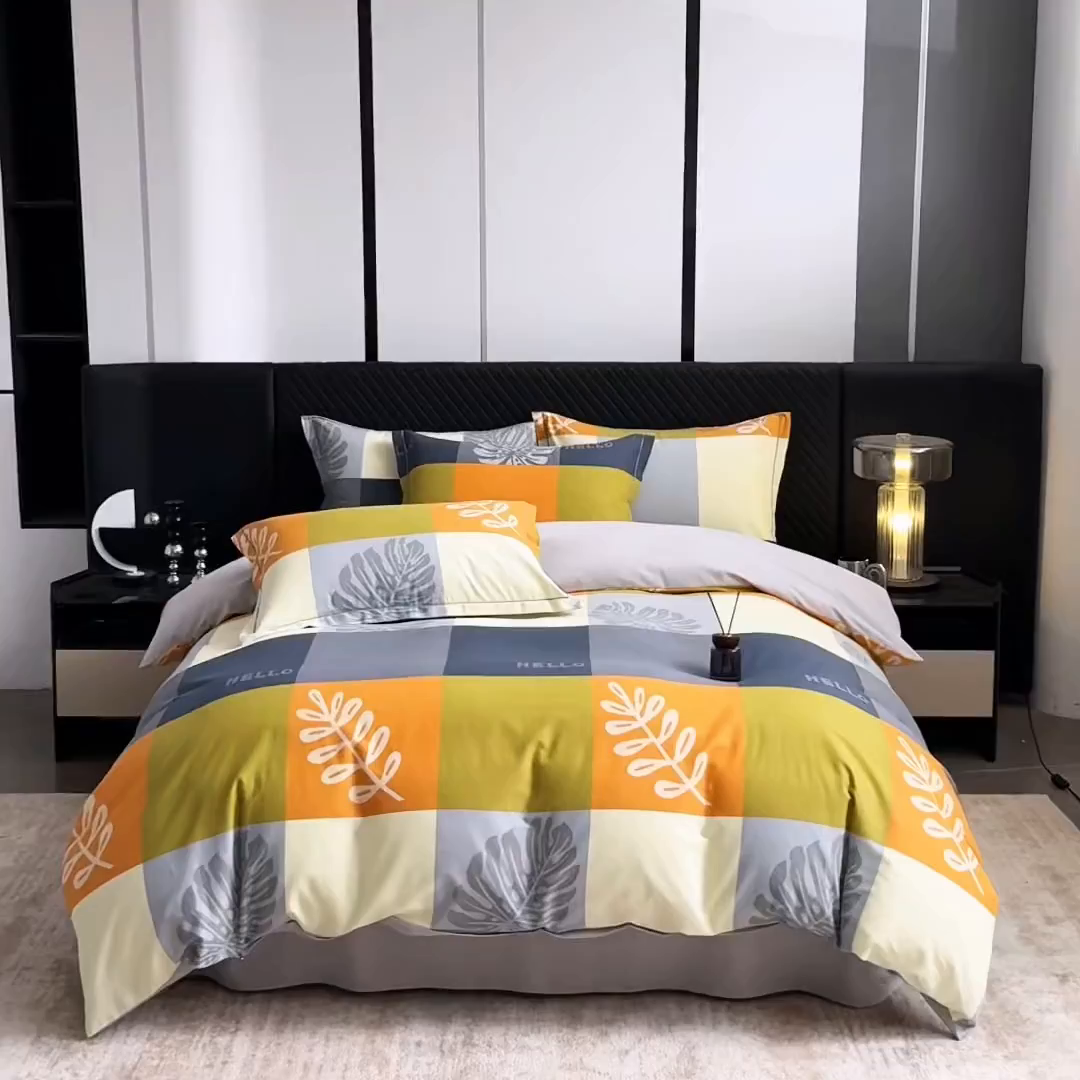 91家纺网 家纺一手货源 找家纺 贝兰仙奴 2025新款全棉磨毛多规格系列四件套 叶梦格调