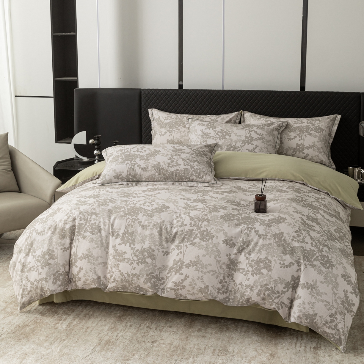 91家纺网 家纺一手货源 找家纺 贝兰仙奴 2025新款全棉磨毛多规格系列四件套 云夏灰