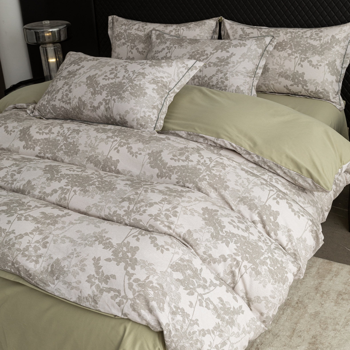 91家纺网 家纺一手货源 找家纺 贝兰仙奴 2025新款全棉磨毛多规格系列四件套 云夏灰