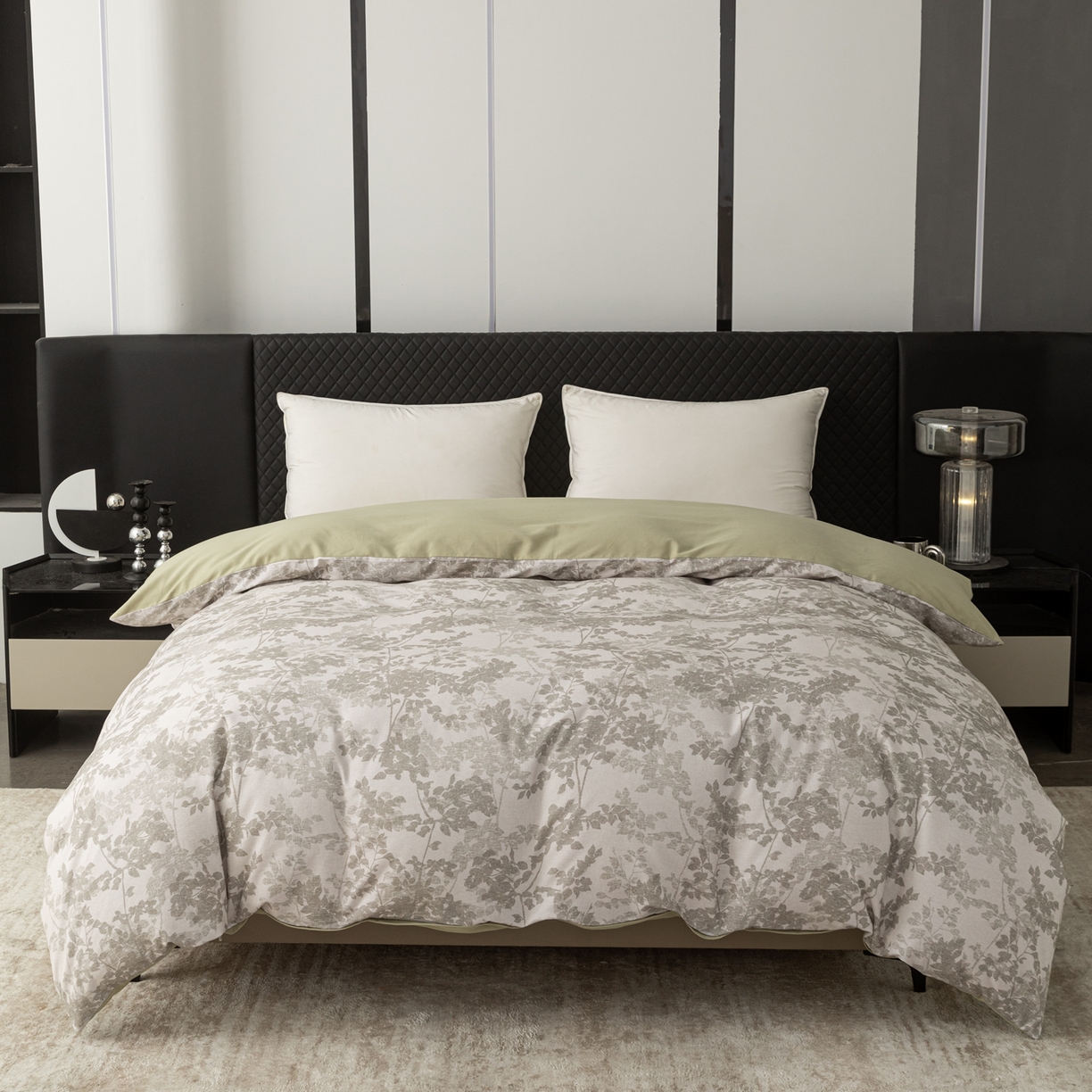 91家纺网 家纺一手货源 找家纺 贝兰仙奴 2025新款全棉磨毛多规格系列四件套 云夏灰