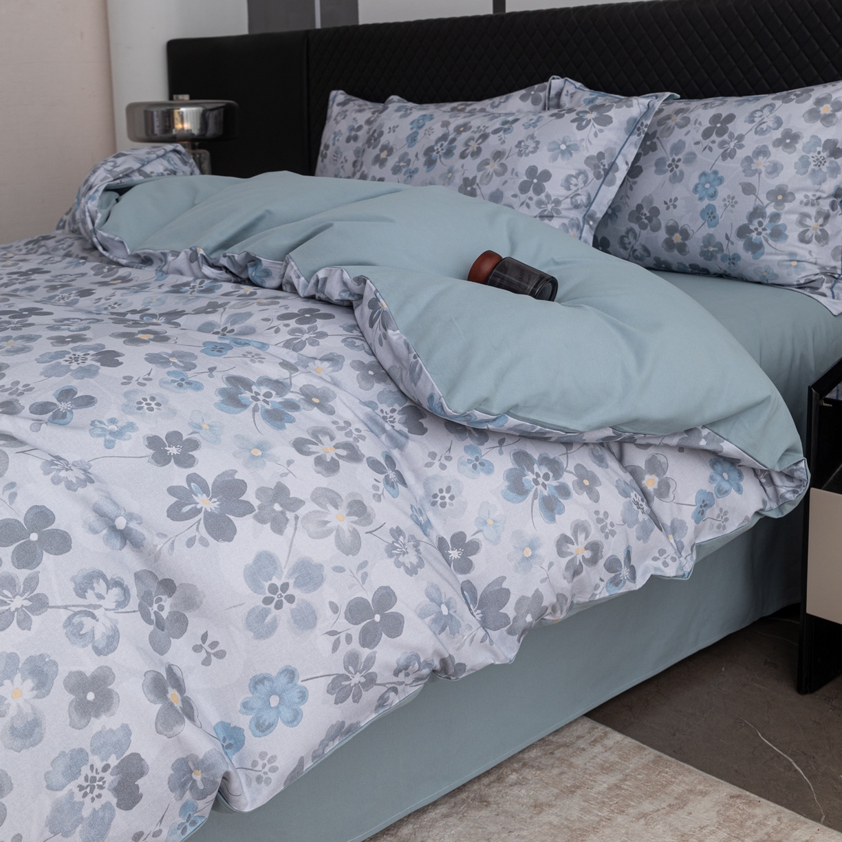 91家纺网 家纺一手货源 找家纺 贝兰仙奴 2025新款全棉磨毛多规格系列单被套 春风恋影灰