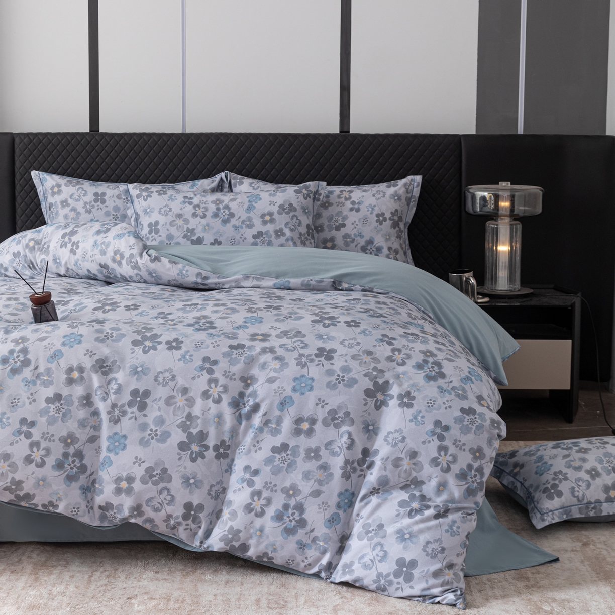 91家纺网 家纺一手货源 找家纺 贝兰仙奴 2025新款全棉磨毛多规格系列单被套 春风恋影灰